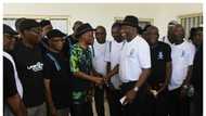 Touching photos as Nigerian ex-president reunites with schoolmates after 40 years