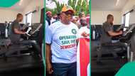 After ADC protest, Peter Obi spotted working out in gym; Nigerians react: "Tinubu will see"