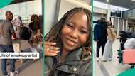 Nigerian makeup artist relocates to UK to meet husband, packs plenty bags, many react