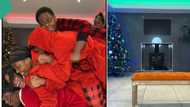 Detty December: Family wore matching outfit as father lay on floor and wife jumped on him happily