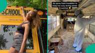 Lady converts school bus to her house, transforms its interior and adds solar panels, shares photos