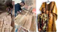 It's for men of timber and caliber: Reactions as man makes agbada from wood, cute photos light up the net