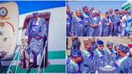 Breaking: Photos emerge as Buhari, powerful APC governors arrive in Jos for flag-off of Tinubu campaign