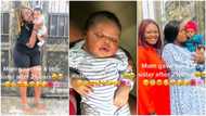 Lady celebrates as mum gives her sibling after 21 years, she carries & takes care of baby like hers in video