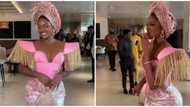 Asoebi fashion: Lady shows off her N1.7m wedding guest ensemble, netizens react