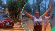 Nigerian lady shares new car her husband bought for her father-in-law, man sprays money