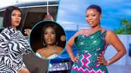 Media personality Delay snatches waist in cleavage-baring corset dress on Ghana's Independence Day