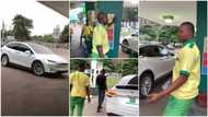 Man takes Tesla electric car to buy fuel at filling station in Lagos, petrol attendant becomes confused