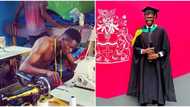 "He wrote JAMB 4 times": Lagos tailor goes from being a local hustler to UK university masters degree holder