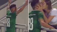 Footballer rushes to kiss wife after scoring only to find out goal was disallowed (video)