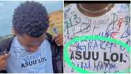 Nigerian student makes mockery of ASUU, signs out of uni with shirt marked "ASUU LOL", video causes stir