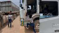 Courageous young girl climbs big truck, drives it around like pro, video goes viral on TikTok
