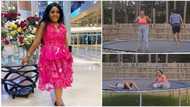 Chopping life in US: Helen Paul shares rare video of her and son playing on trampoline after meal of hot 'eba'
