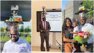 Nigerian man bags PhD at 30, wears long cap with decorations to celebrate his achievement, many react