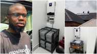 "No NEPA": Man installs solar with 4 batteries, generates electricity, says it carries cooker