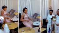 Talented bride takes over drums from band at her wedding reception, Nigerians react