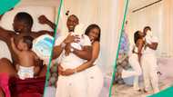 Priscilla Ojo marks one month of welcoming son, shares adorable family photos, fans notice resemble
