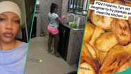 Proud mum shares video of her 7-year-old daughter frying plantain in kitchen, people react