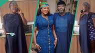 Mercy Johnson stirs reaction as she wears her husband's lush agbada to cook, video goes viral