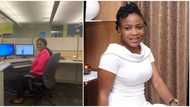 Lady gets good job in Canada months after leaving Nigeria, celebrates with nice office picture