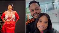 "You guys look alike": Opeyemi Aiyeola and hubby mark 17th wedding anniversary, fans gush over love-up photo