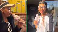 Mom asks for bill using microphone at restaurant after daughters dare her to in funny clip