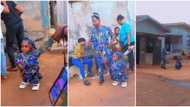 "I like the way she's smiling": Nigerian man and fine small-sized lady wear matching clothes, video goes viral
