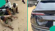 Bus driver hits costly Lamborghini, prostrates and begs owner in viral video, Nigerians react