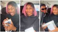 "It costs N2.2 million": Man buys expensive iPhone 15 for his girlfriend, gives it to her in video