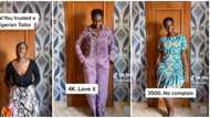 Lady shares dresses done by her clothier at affordable prices, netizens impressed: "The tailor tried"