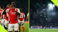 Sporting CP fans set off fireworks over Arsenal's David Raya in UCL clash