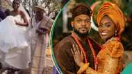 "She no see better flat one to wear?" Kunle Remi's wife's shoes on wedding gown cause reaction