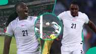 Calvin Bassey reacts after scoring controversial goal against South Africa