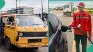 Lagos bus driver goes to filling station and buys cheap fuel 'sold at N260' for his car tank