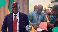 Job seeker approaches Gabon President Brice Clotaire with CV, gets immediate employment