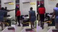 Drama as Wife Bumps Into Husband Chilling With Side Chick at Eatery, Attacks Them in Video