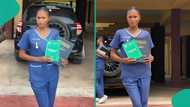 Lady celebrates becoming registered nurse after finishing from nursing school, flaunts project topic