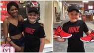 Kind young lady put smiles on Oyinbo boy's face, buys him N74k shoes he couldn't afford, the kid's dad cried