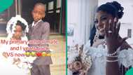 Lady weds primary school mate, shares their throwback picture as little bride and groom