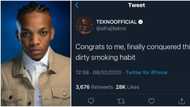 Nigerian singer Tekno finally quits smoking habit, celebrates on social media
