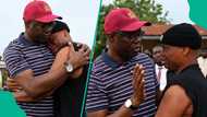 Emotional photos show husband of abducted Oyo school principal crying as Makinde consoles him
