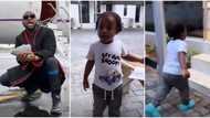 Billionaire pikin: Davido hails his son Ifeanyi in trending video, little boy looks on, runs away in confusion