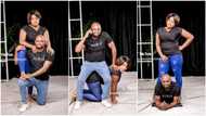 "Acting like father Bernard": Crazy birthday photoshoot of lady and her husband stirs massive reactions