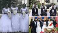 Lovely photos of triplet sisters marrying triplet brothers on same day in Enugu break the internet