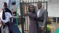 Nigerian couple hug each other with emotion as they reunite in the UK