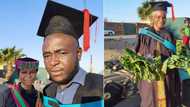 Graduate praises mother who hawked vegetables to pay his school fees, wears her graduation gown