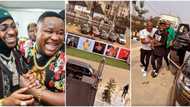 Davido storms Owerri for Cubana Chiefpriest wife's birthday, spotted at barman's newly completed 'glass house'