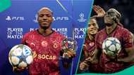 Victor Osimhen reacts after scoring his first UEFA Champions League hat-trick