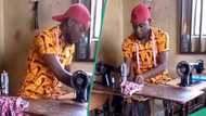 Tailor sews 2 clothes at the same time, gets netizens laughing: "This one na werey"