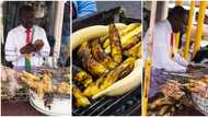 He is different: Hard working man spotted selling roasted plantain in corporate dress, his photos go viral